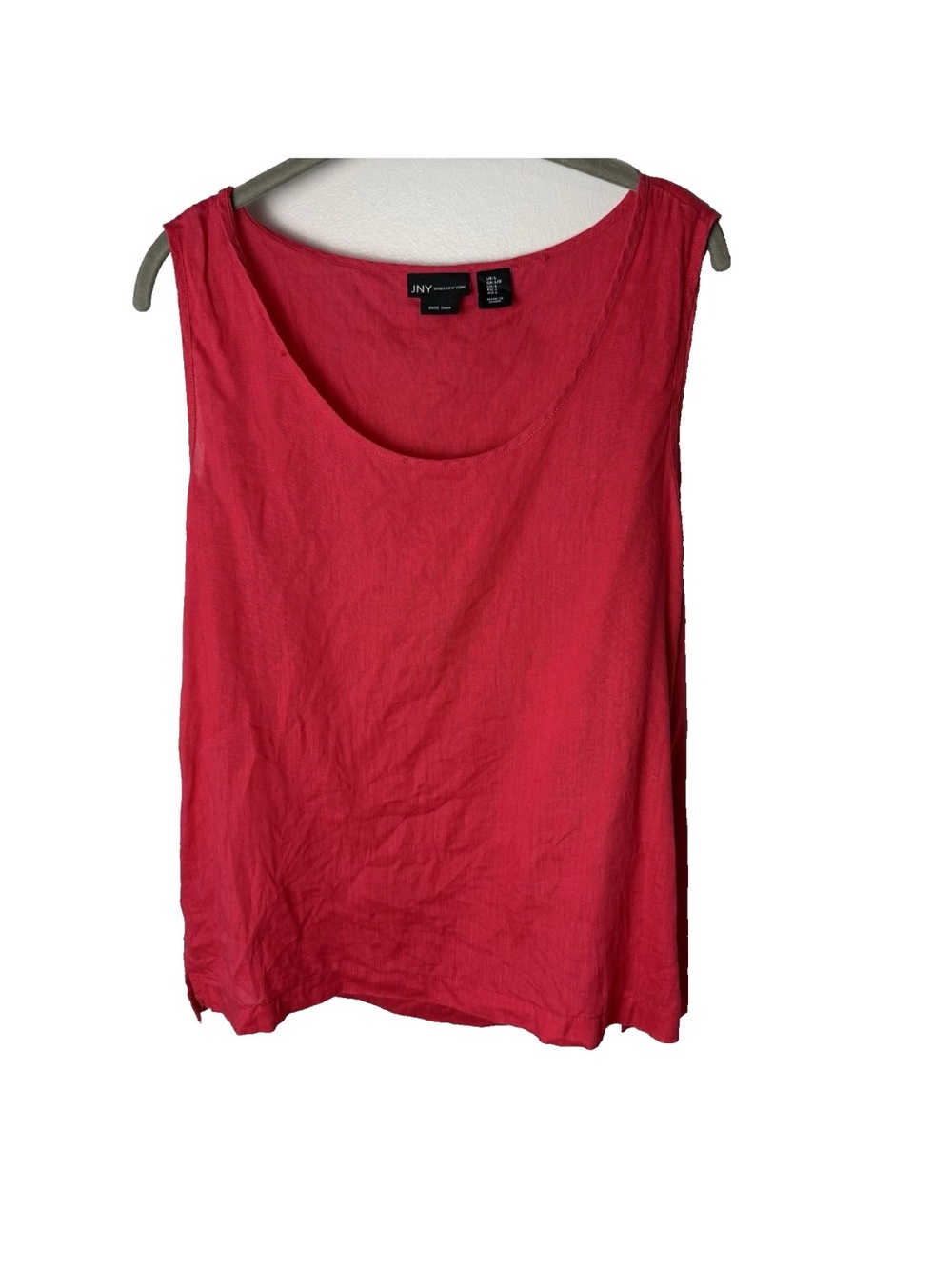JNY Sleeveless Blouse Size Large Top Linen Lightweight Bright Pink Fuchsia Jones